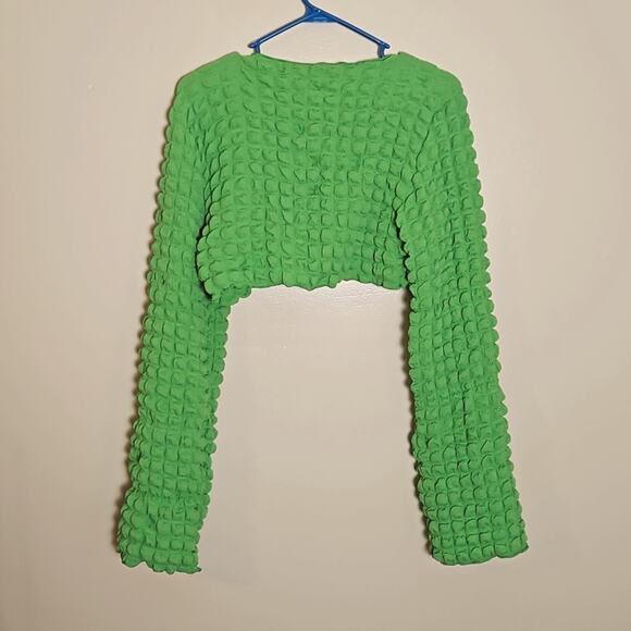 NWT Popcorn Texture Twist Front Crop Top & Sarong Set Sz XL Bright Green - Picture 6 of 9